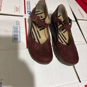 Fly London Maroon Platform Mary Janes